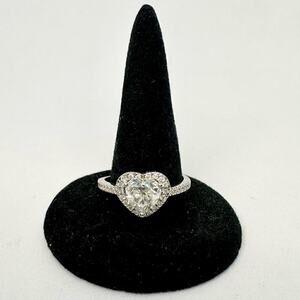 Heart Cut Halo Moissanite Diamond Engagement Ring 1.2 Ct Adjustable Ring.